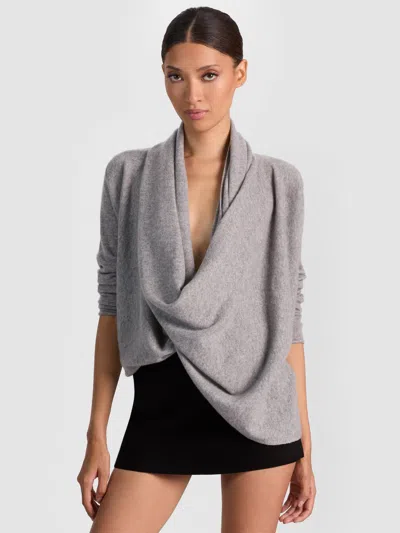 Alice And Olivia Jules Draped Pullover In Gray