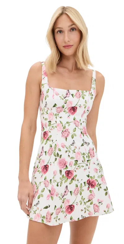 Alice And Olivia Julia Mini Dress Garden Gossip Off White
