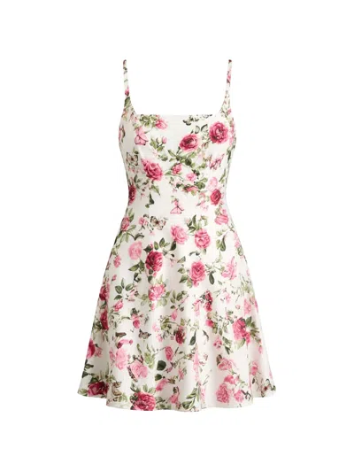 Alice And Olivia Julia Mini Floral-print Dress In Multi