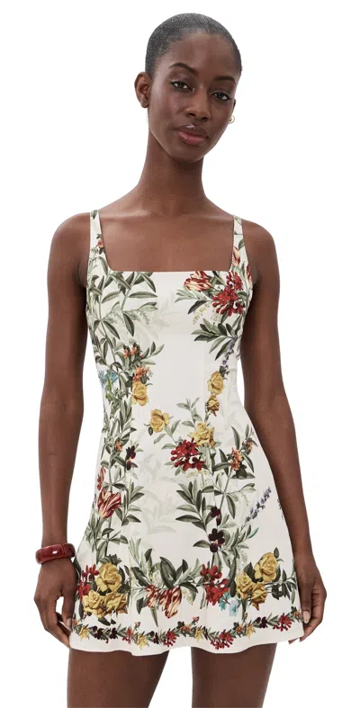 Alice And Olivia Julia Scoop Neck Mini Dress Desert Sprigs Vanilla