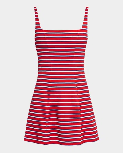 Alice And Olivia Julia Striped Mini Dress In Red