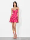 Alice And Olivia Julietta Mini Slip Dress In Floral Fling Raspberry