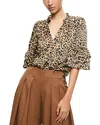 Alice And Olivia Julius Tiered Sleeve Tunic Top In Leolove