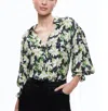 ALICE AND OLIVIA JULIUS COLLARED BLOUSE IN MOONLIGHT FLORAL LARGE
