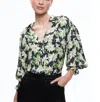 Alice And Olivia Julius Floral-print Satin-twill Blouse In Green