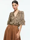 Alice And Olivia Julius Tiered Sleeve Tunic Top In Brown