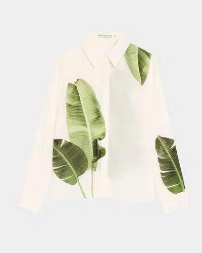 ALICE AND OLIVIA JUNGLE PALM WILLA PLACKET TOP