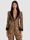 Alice And Olivia Justin Sequin Roll-cuff Blazer In Gold