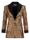 Alice And Olivia Justin Sequin Roll-cuff Blazer In Gold