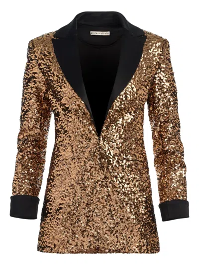 ALICE AND OLIVIA JUSTIN SEQUIN ROLL-CUFF BLAZER