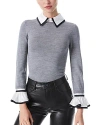 Alice And Olivia Justina Woven Combo Top In Heather Grey