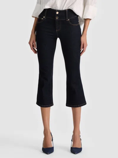 Alice And Olivia Kai Low Rise Capri Jean In Black