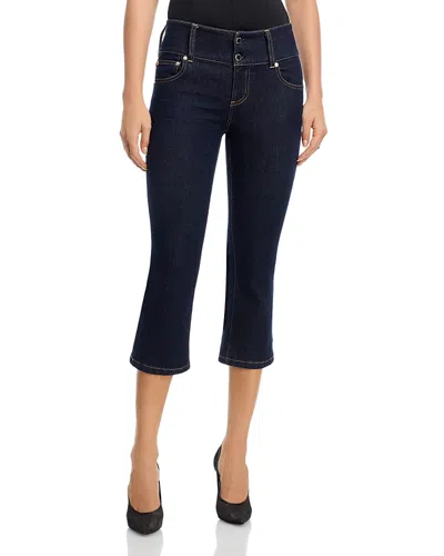 Alice And Olivia Kai Low Rise Capri Jeans In Dark Rinse In Blue