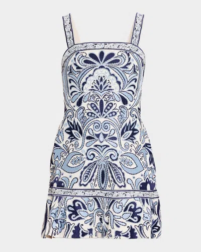 ALICE AND OLIVIA KAIDRA EMBROIDERED DROP-WAIST MINI DRESS