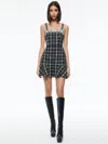 Alice And Olivia Kaidra Dropwaist Mini Dress In Black/off White