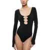 Alice And Olivia Kalena Cutout Thong Bodysuit Black Xs In Black