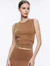 Alice And Olivia Alice + Olivia Kappa Ruched Crop Tank In Camel