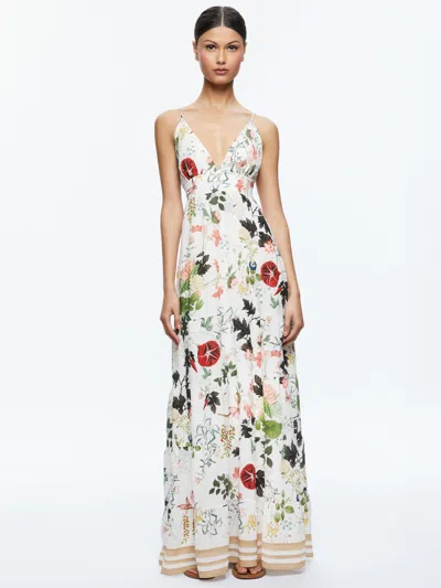 Alice And Olivia Karolina Paneled Halter Maxi Dress In Blush Kiss Vanilla