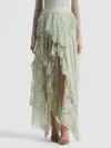 Alice And Olivia Karys Mixed Media Skirt In Green