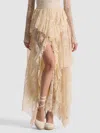 Alice And Olivia Karys Mixed Media Skirt In Neutral