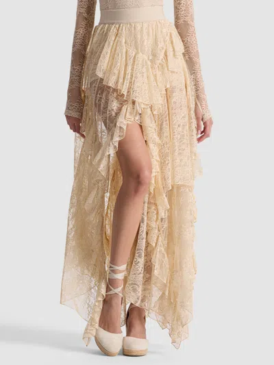 Alice And Olivia Karys Mixed Media Skirt In Neutral