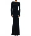 Alice And Olivia Katherina Long Sleeve Ruched Maxi Dress In Black In Black
