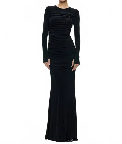 Alice And Olivia Katherina Long Sleeve Ruched Maxi Dress In Black