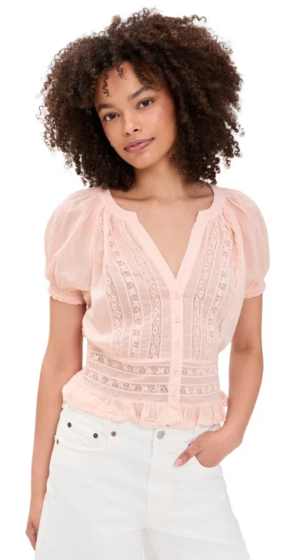 Alice And Olivia Kathryn Lace Trim Blouse English Rose In Pink