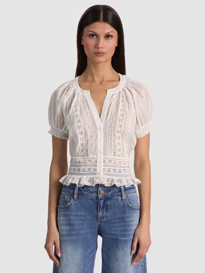 Alice And Olivia Kathryn Lace-details Blouse In White