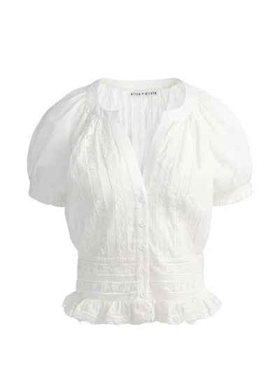 Alice And Olivia Kathryn Lace-details Blouse In White