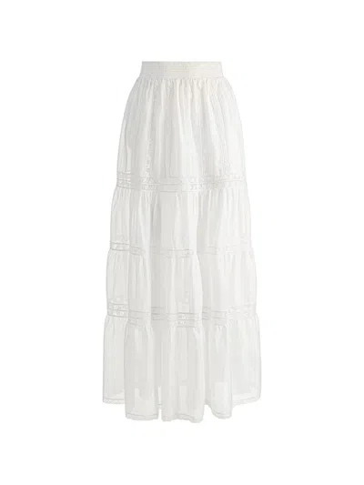 Alice And Olivia Kathryn Lace-trim Maxi Skirt In White