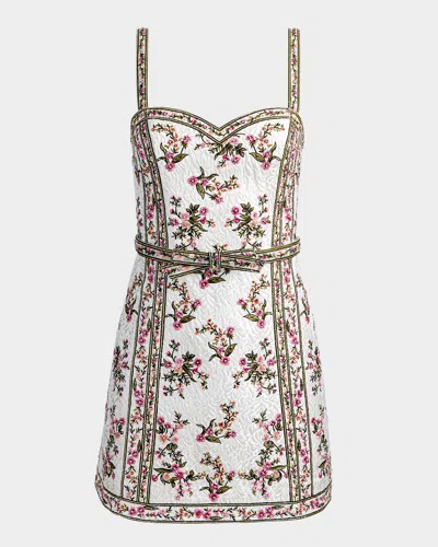 Alice And Olivia Katia Embroidered Jacquard Mini Dress In White