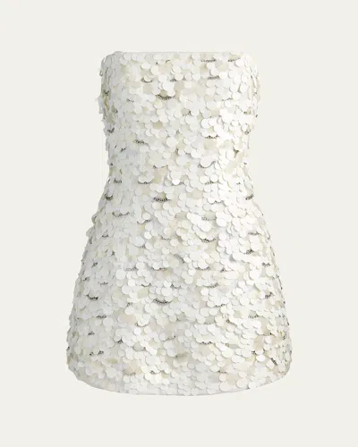 Alice And Olivia Katia Sequined Strapless Mini Dress In White