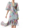 Alice And Olivia Katia Twist-front Floral Cutout High Low Dress In Lola's Dream In Multi