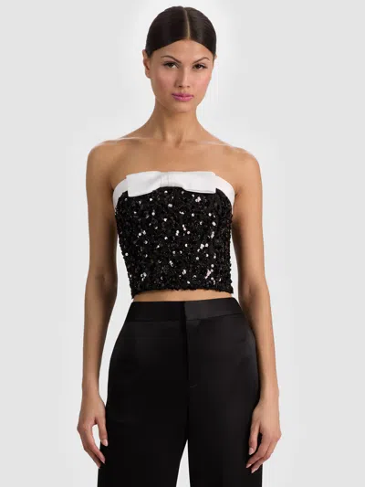 Alice And Olivia Katya Embellished Bow Top In Multi