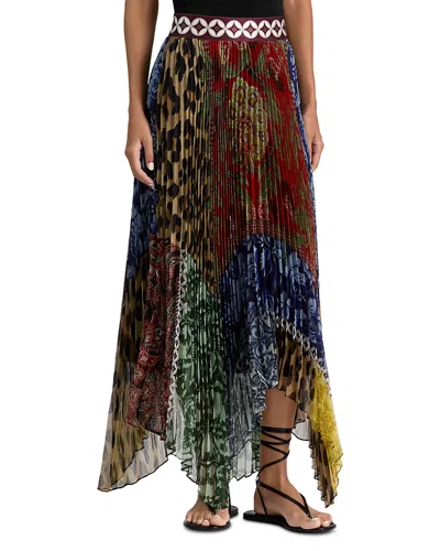 Alice And Olivia Katz Handkerchief Hem Midi Skirt In Multi