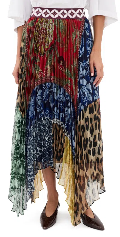 Alice And Olivia Katz Handkerchief Hem Midi Skirt Off The Grid Lg
