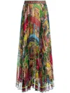 Alice And Olivia Katz Sunburst Pleated Midi Skirt In Red