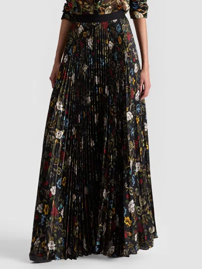 Alice And Olivia Katz Pleated Maxi Skirt In Black