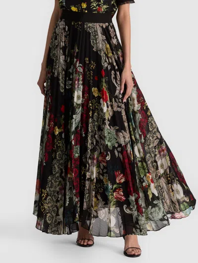 Alice And Olivia Katz Pleated Maxi Skirt In Multi