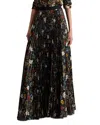 Alice And Olivia Katz Pleated Maxi Skirt In Black