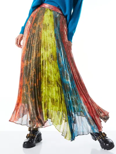 Alice And Olivia Katz Sunburst Pleated Midi Skirt In Multi