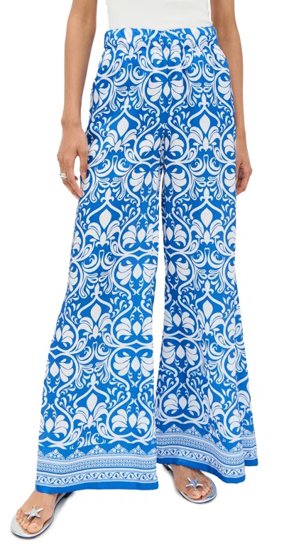 Alice And Olivia Keegan Pull On Wide Leg Pants Soiree True Blue
