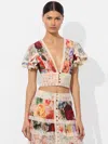 Alice And Olivia Keely Flutter Sleeve Top In Multi