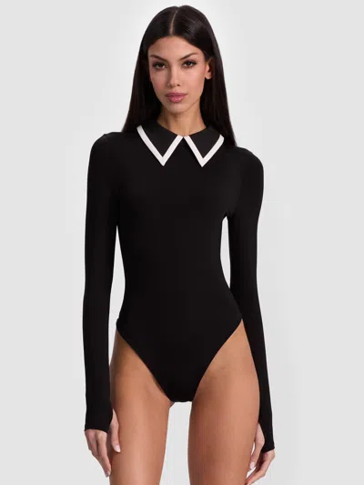 Alice And Olivia Keenan Polo Bodysuit In Black