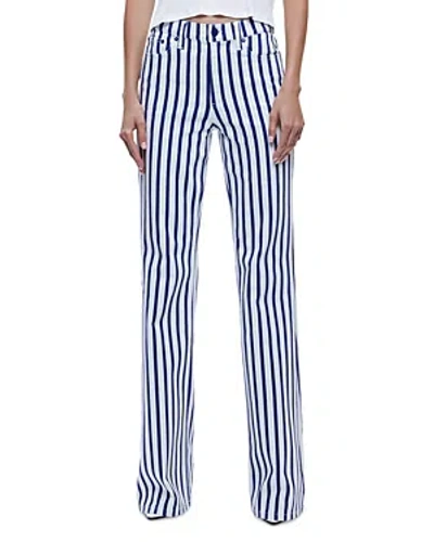 Alice And Olivia Keira Mid Rise 70's Bootcut Jeans In Admiral Stripe