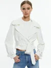 Alice And Olivia Keith Cropped Trench Jacket In Off White