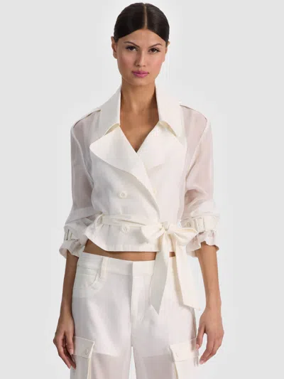 Alice And Olivia Keith Sheer Combo Cropped Trench In White