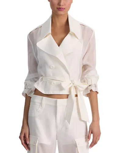 Alice And Olivia Keith Sheer Mixed Media Jacket In White