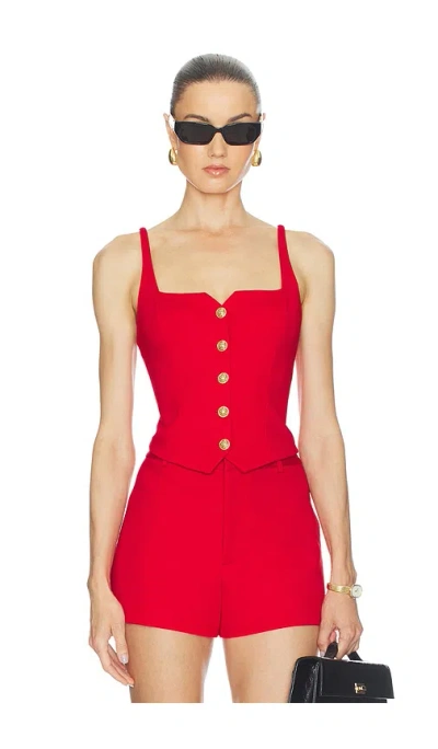 Alice And Olivia Kelcey Button Front Top In Red